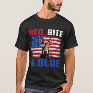 Red Bite And Blue Black Tan Doberman Dog Lover T-Shirt