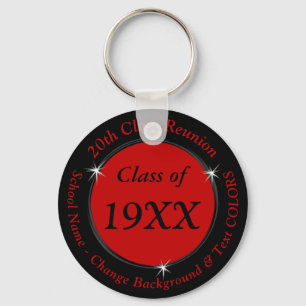 Red Black 20th Year School Reunion or Your Colours Key Ring