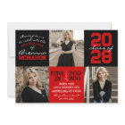 Red & Black 3 Photo Graduation Invitation