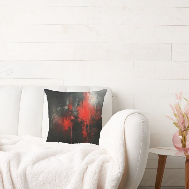 Red Black Abstract Art Cushion (Couch)
