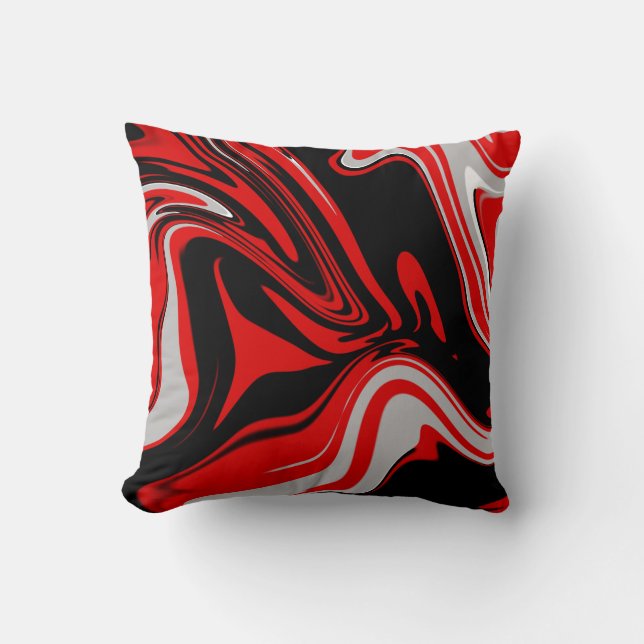Red & Black Abstract  Cushion (Front)