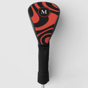 Red Black Abstract Design Custom Initial Driver Golf Head Cover