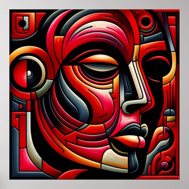 Red & black Abstract Face | Poster (Front)