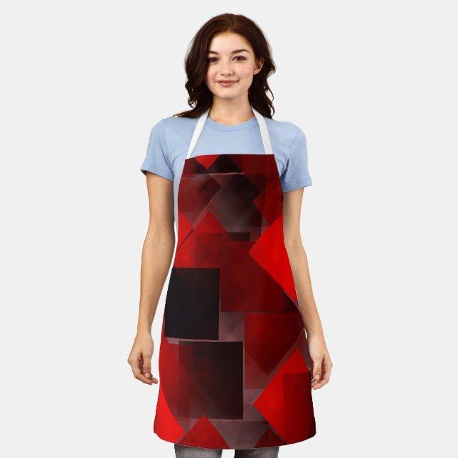 Red black abstract geometric decoration apron (Worn)