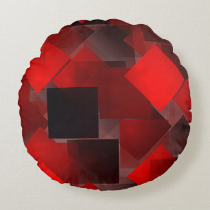Red black abstract geometric decoration round cushion