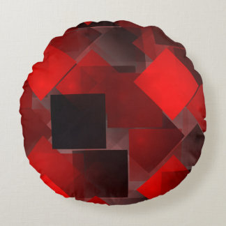 Red black abstract geometric decoration round cushion