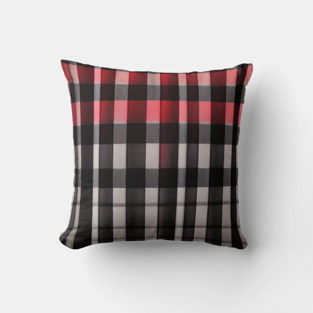 Red Black Abstract Plaid Modern Collection Cushion (Front)
