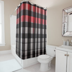 Red Black Abstract Plaid Modern Collection Shower Curtain