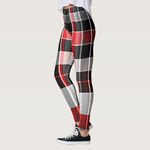Red Black Abstract Plaid Popular Collection Leggings