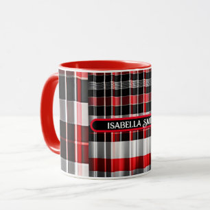 Red Black Abstract Plaid Popular Collection Mug