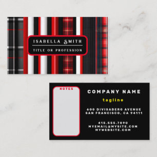 Red Black Abstract Plaid Trendy Collection Business Card