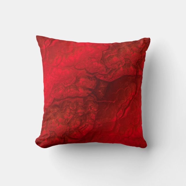Red & Black Abstract Textured Pattern Cushion (Front)
