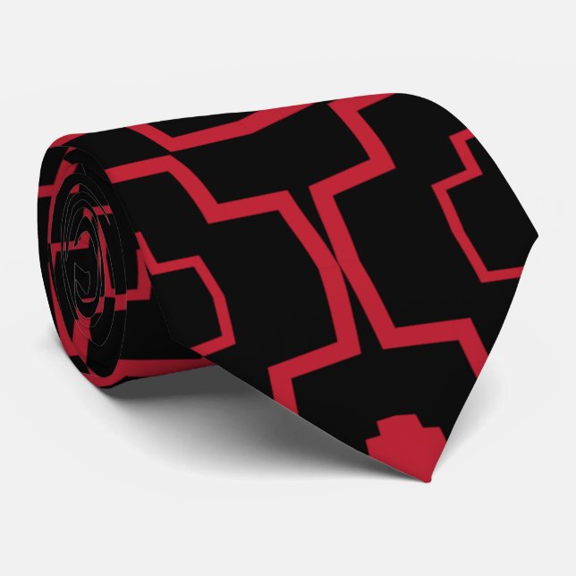 Red&Black Abstract Tie (Rolled)