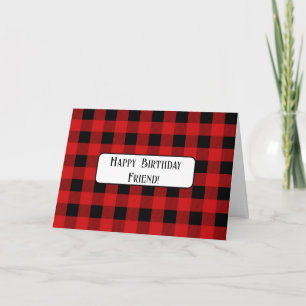 Red Black Across the Miles Friend Happy Birthday Card