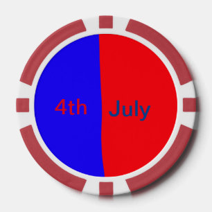 Red black American day 4th july add text simple Poker Chips
