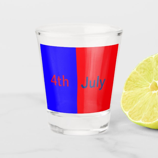 Red black American day 4th july add text simple  Shot Glass (Front)