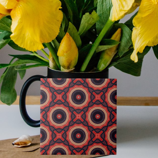 Red Black And Beige Abstract Geometric Pattern  Tile (Creator Uploaded)
