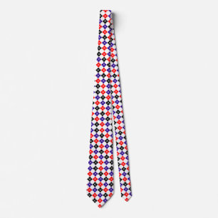 Red Black and Blue Argyle Custom Tie
