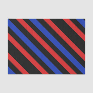 Red, Black and Blue Diagonal Stripes tissue paper