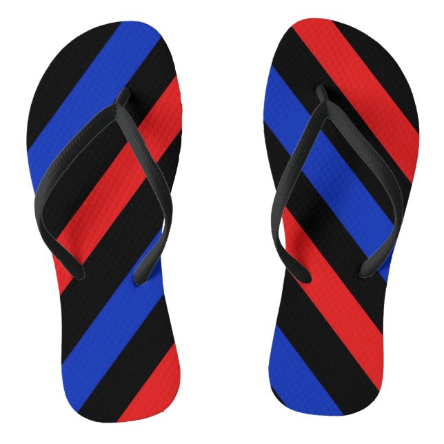 Red, Black and Blue Stripes Flip Flops (Footbed)