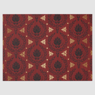 Red Black and Gold Circular Patterned Decoupage Tissue Paper