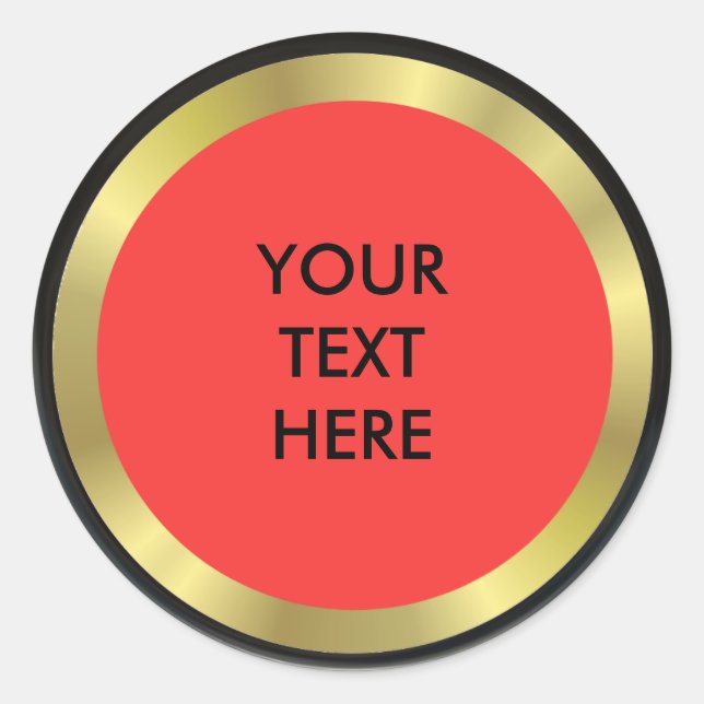 Red, Black and Gold Elegance Classic Round Sticker (Front)