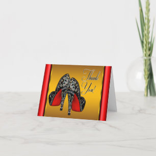 Red Black and Gold High Heels Thank You Card