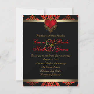 Red Black and Gold Wedding Invitation