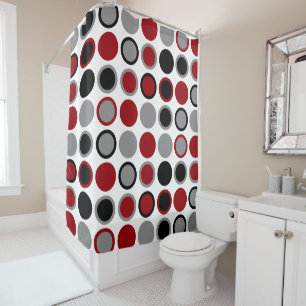Red, Black and Gray Circles   Shower Curtain