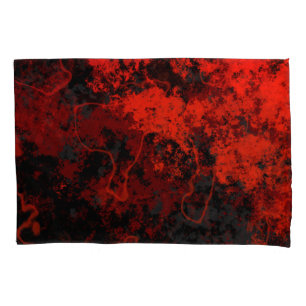 Red, Black and Gray Marble Abstract Pillowcase