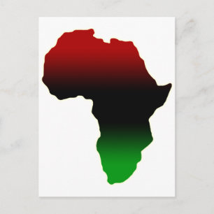 Red, Black and Green Africa Shape Postcard