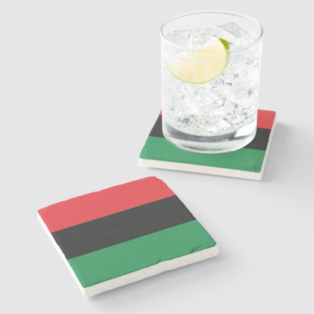 Red, Black and Green Flag Stone Coaster (Side)