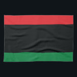 Red, Black and Green Flag Tea Towel<br><div class="desc">The 3 Pan-African colours on the flag represent: RED: the blood that unites all people of Black African ancestry, and shed for liberation; BLACK: black people whose existence as a nation, though not a nation-state, is affirmed by the existence of the flag; and GREEN: the abundant natural wealth of Africa....</div>