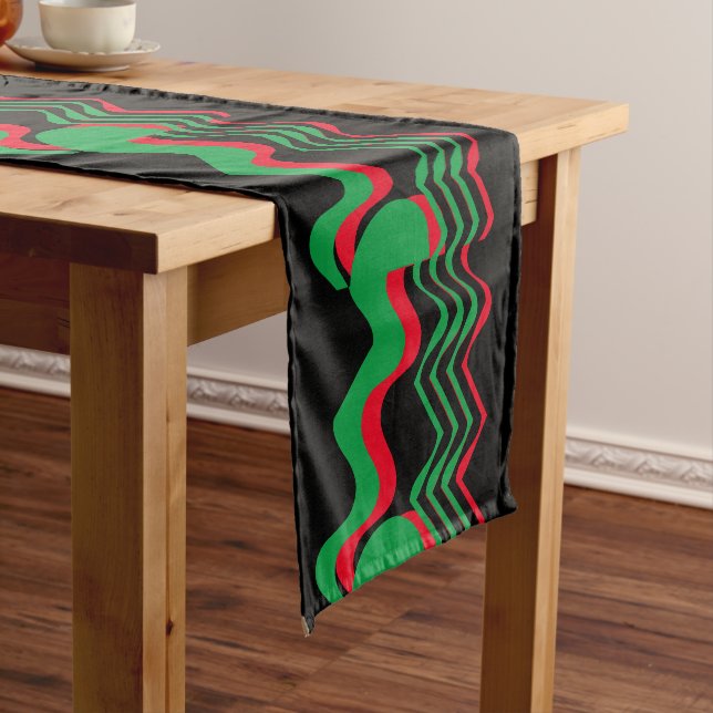 RED BLACK AND GREEN SHORT TABLE RUNNER (In Situ)