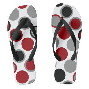 Red, Black and Grey Circles Jandals