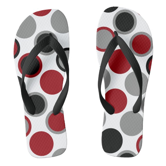 Red, Black and Grey Circles  Jandals (Footbed)
