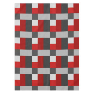 Red Black And Grey Colour Block Print Tablecloth