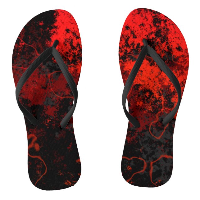 Red, Black and Grey Marble Abstract Jandals (Footbed)