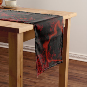 Red, Black and Grey Marble Abstract Short Table Runner