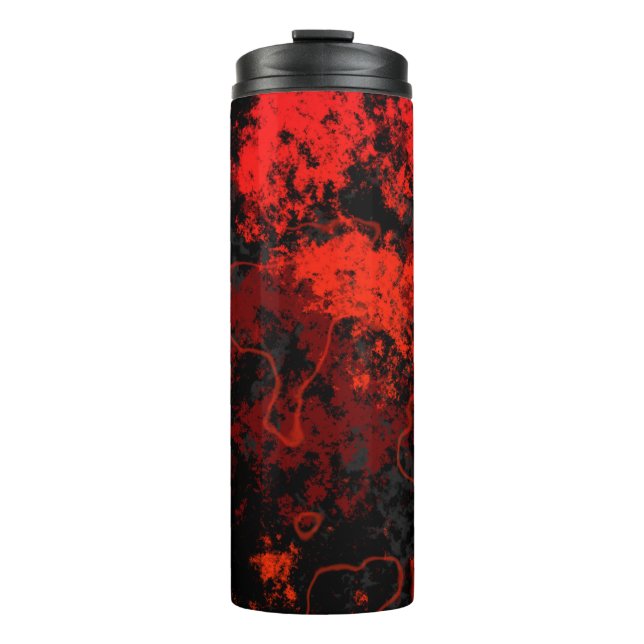 Red, Black and Grey Marble Abstract Thermal Tumbler (Front)