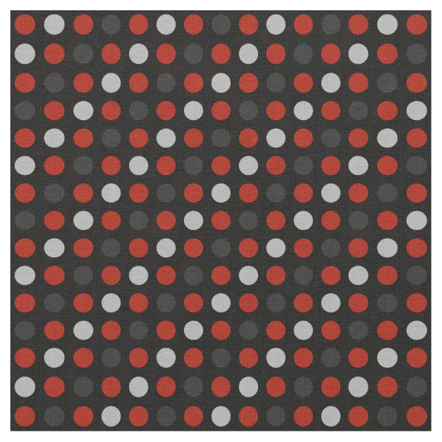 Red, black and grey polka dots fabric (Close Up)