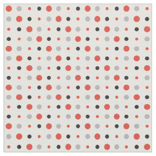 Red, black and grey polka dots fabric