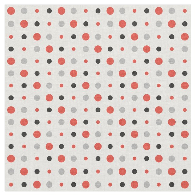 Red, black and grey polka dots fabric (Close Up)