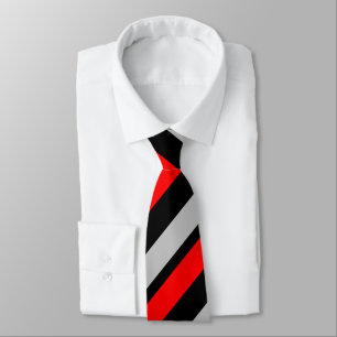 Red Black and Silver Regimental Stripe Tie