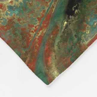 Red, Black and Turquoise Stone Abstract Fleece Blanket