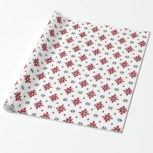 Red, Black, and White Abrastract Christmas Wrapping Paper