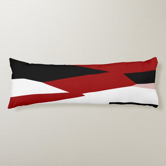 Red black and white abstract body cushion (Front)