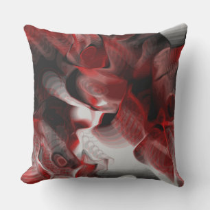Red, black and white abstract cushion