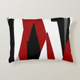 Red black and white abstract decorative cushion