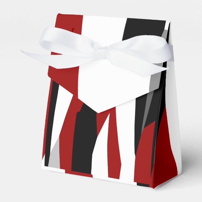 Red black and white abstract  favour box (Front Side)